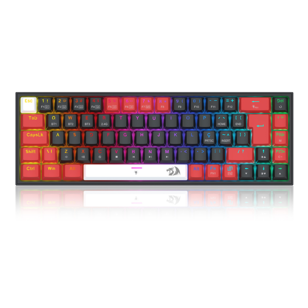 Teclado Mecânico Redragon Gamer Fizz PRO RGB Preto Switch Brown Bluetooth - K616-RGB-B (PT-BROWN)